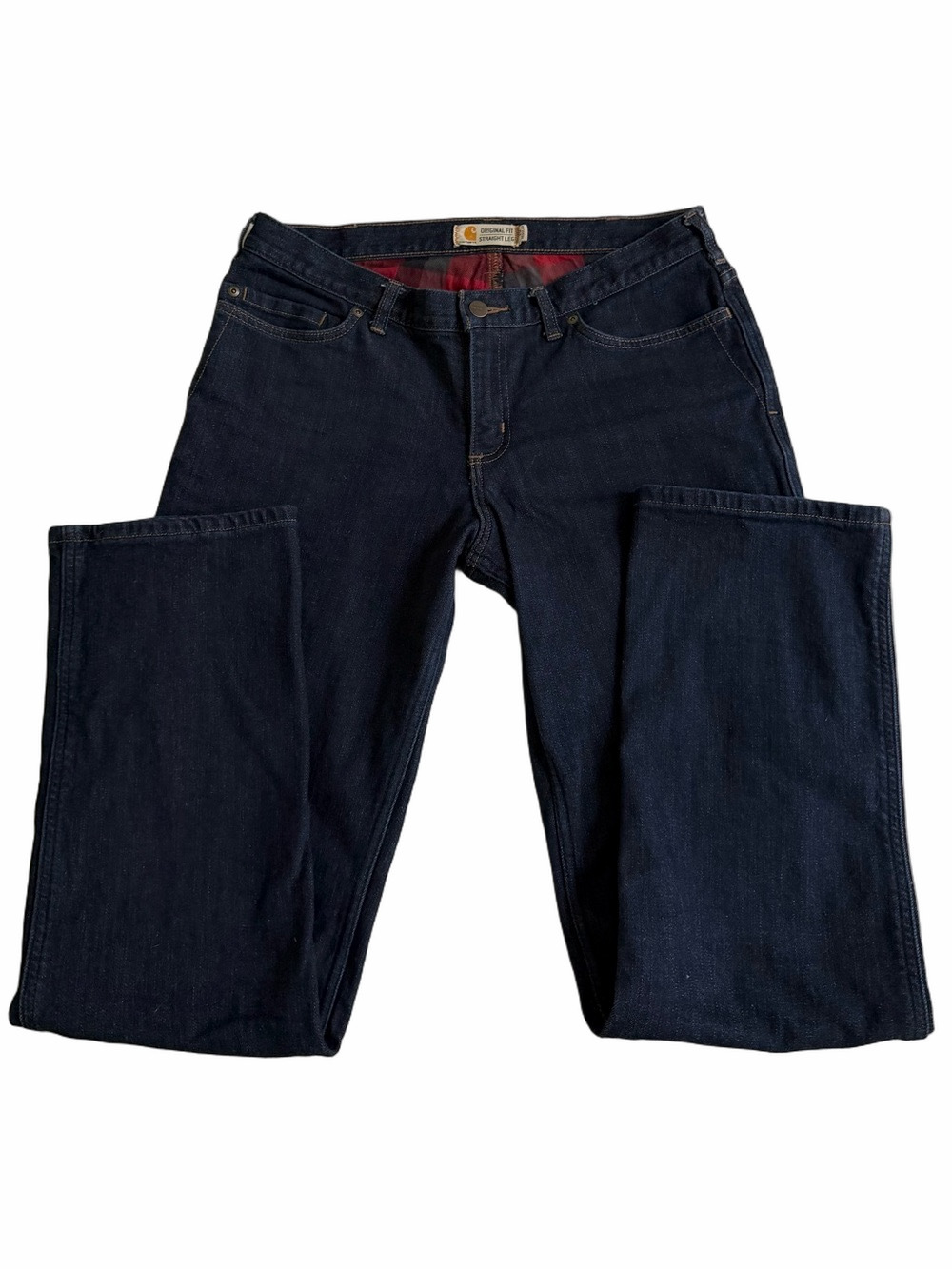 Carhartt Original Fit Blaine Flannel Lined Straight Leg Jeans Dark Wash Size 10